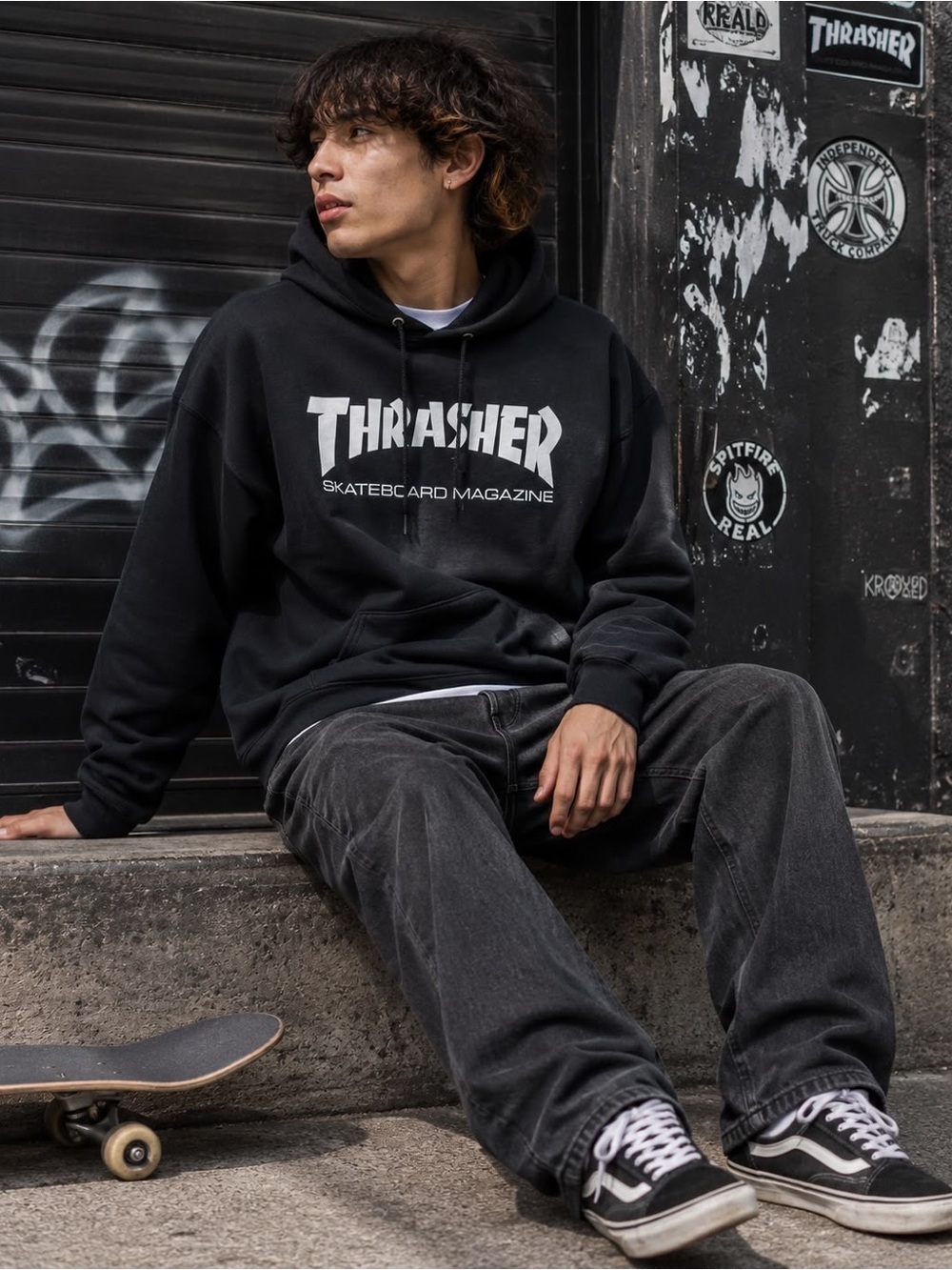 Thrasher Skateboard Magazine Hoodie - Black - Size Medium